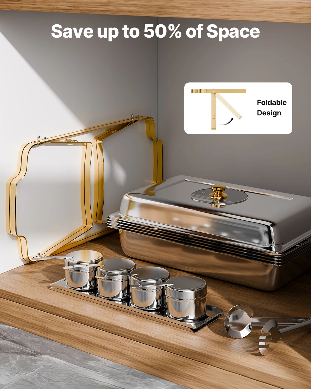 SucceBuy Stainless Steel Chafing Dish Buffet Set 2 Pack Pans