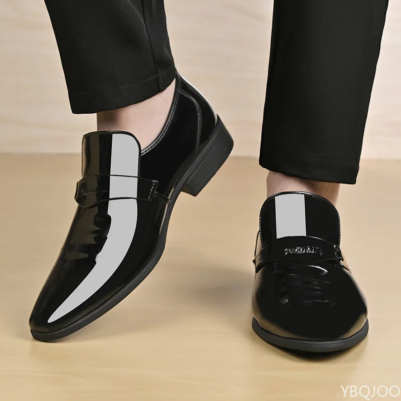 YBQJOO Men's Slip On Pointed Formal Shoes PU Insole