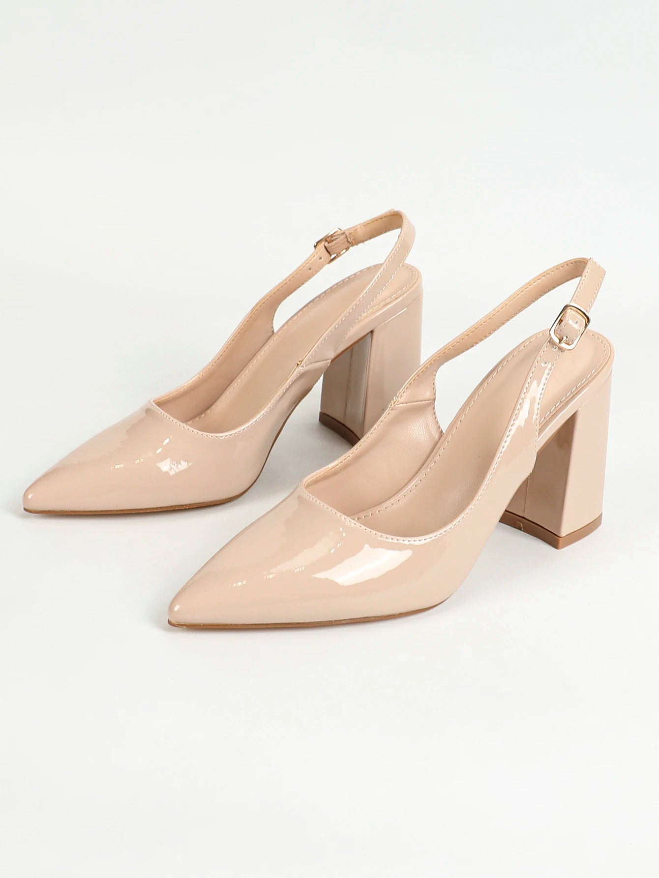 Women Slingback Closed Toe Block Heel Pumps For Office