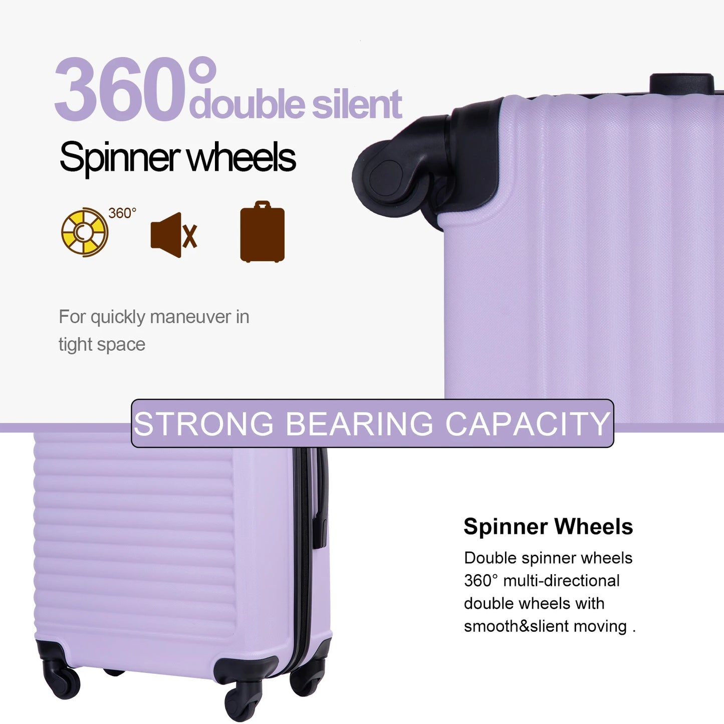 Travelhouse 3 Piece Hardside Luggage Set Spinner Wheels