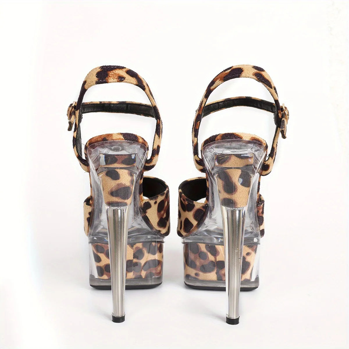 Mclubgirl Leopard Sexy Platform Fish Toe Heels Sandals