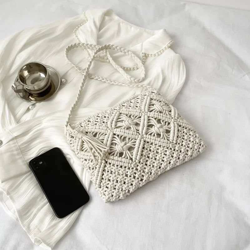 YogodlnsCN Women Straw Messenger Bag Hollow Out Woven Bag