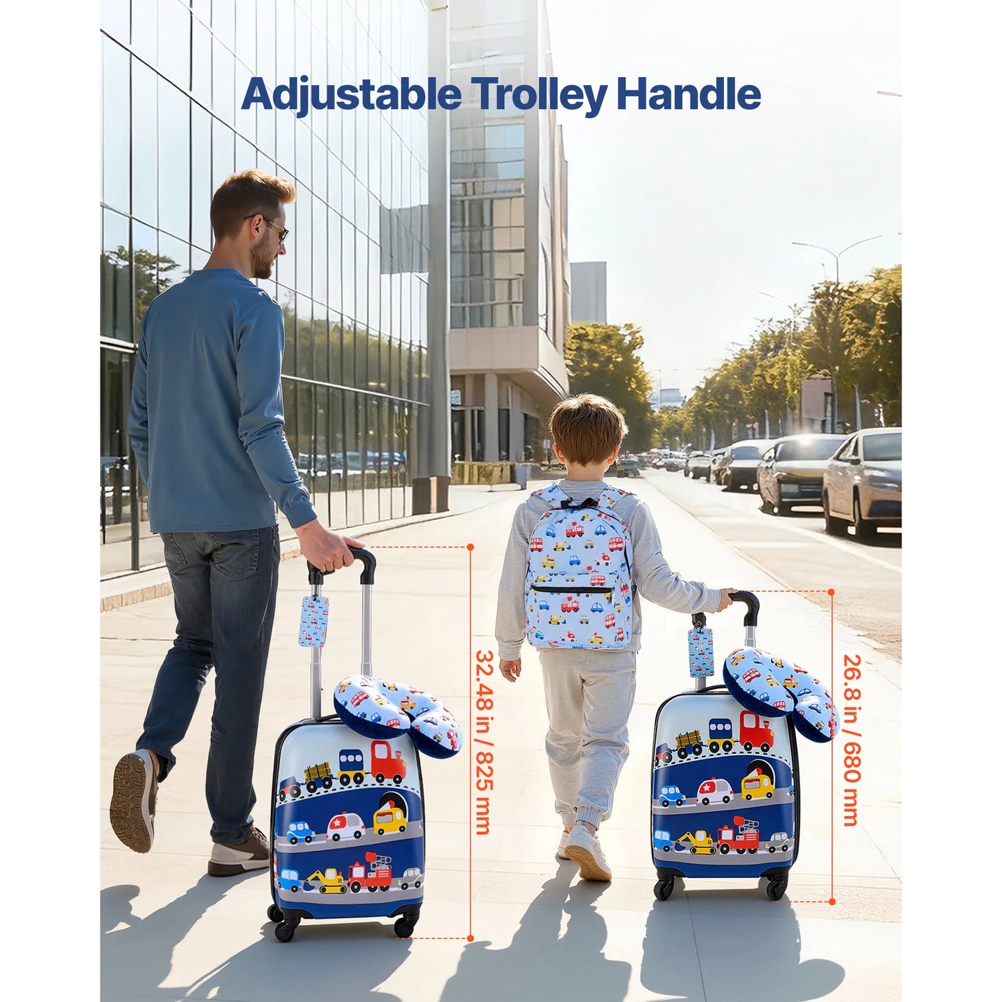 SucceBuy Kids Luggage Set 5 Piece 18 Inch with Backpack & U-shape Pillow Holiday Birthday Gift for Girl Boy Airline Approved