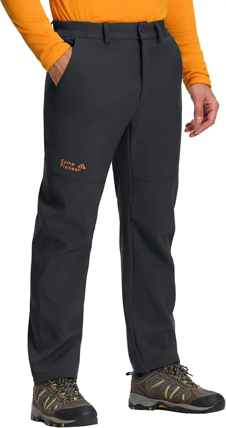 Pioneer Camp Men's Fleece Lined Hiking Pants Insulated Waterproof Softshell Winter Warm Work Snow Ski Pants Snowboard