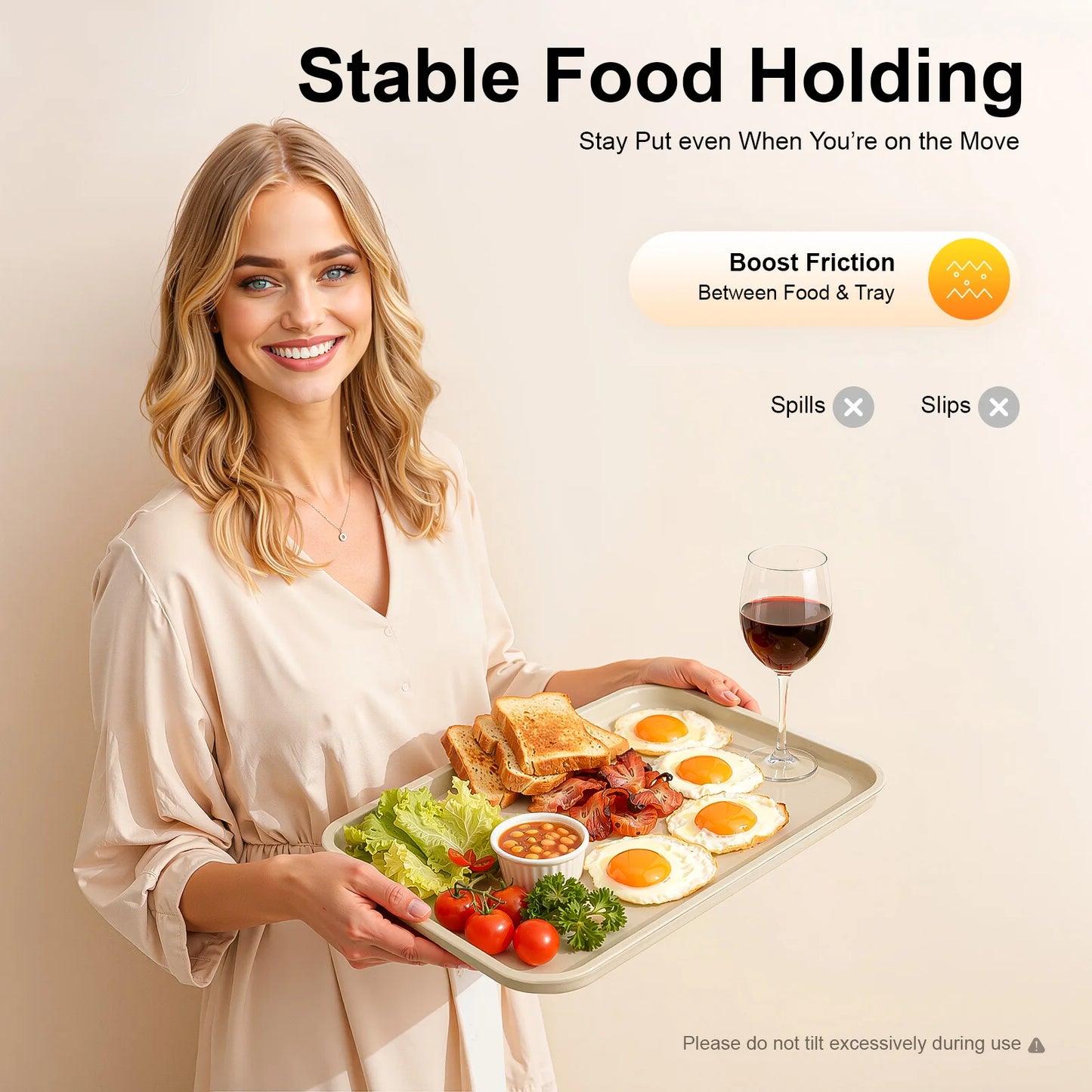 24 Pack Rectangular PP Fast Food Trays 36×27cm Anti-slip Surface Stackable 120℃ Heat Resistant Restaurant Cafeteria Serving Trays Khaki