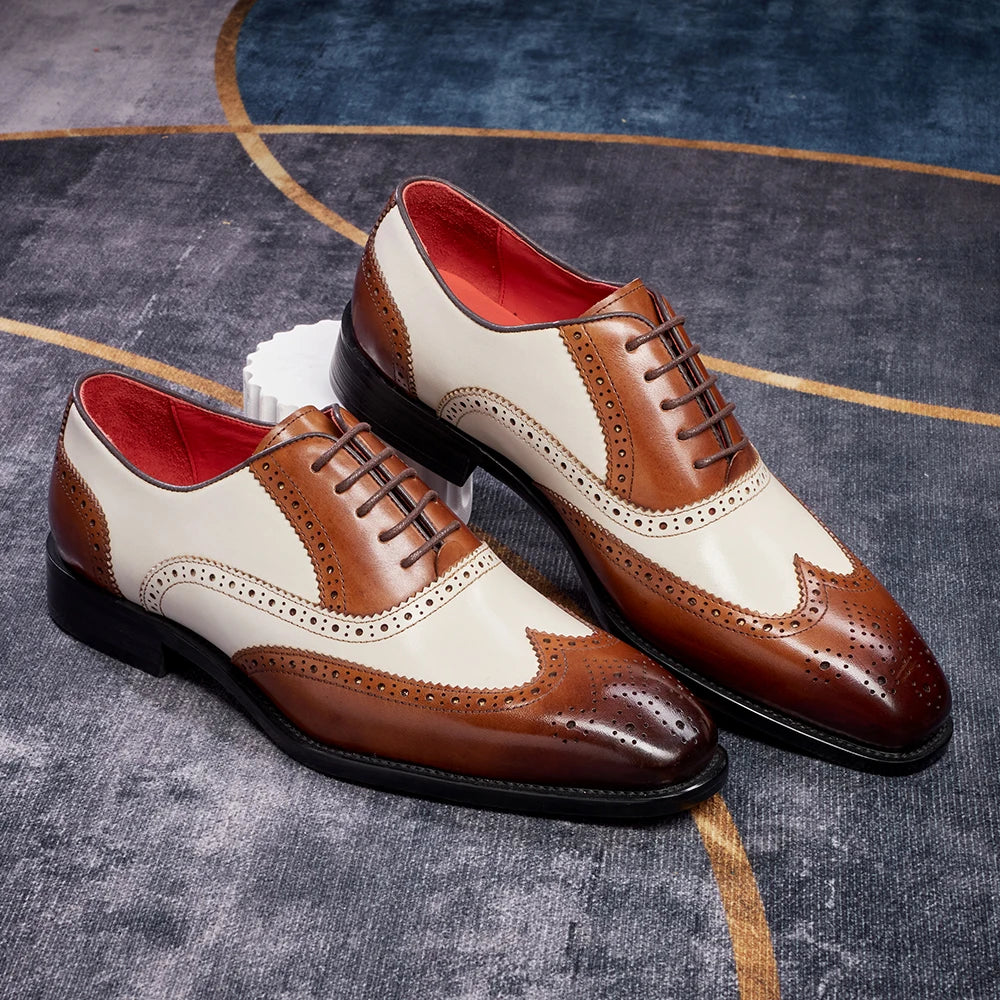 Felix Chu Mens Leather Oxford Dress Shoes Retro Baroque Style