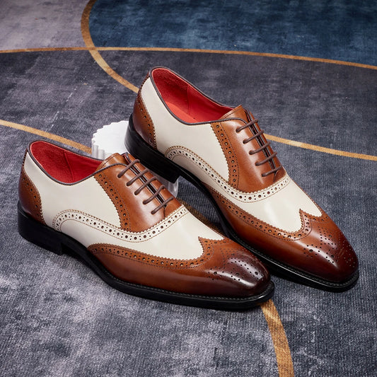 Felix Chu Mens Leather Oxford Dress Shoes Retro Baroque Style