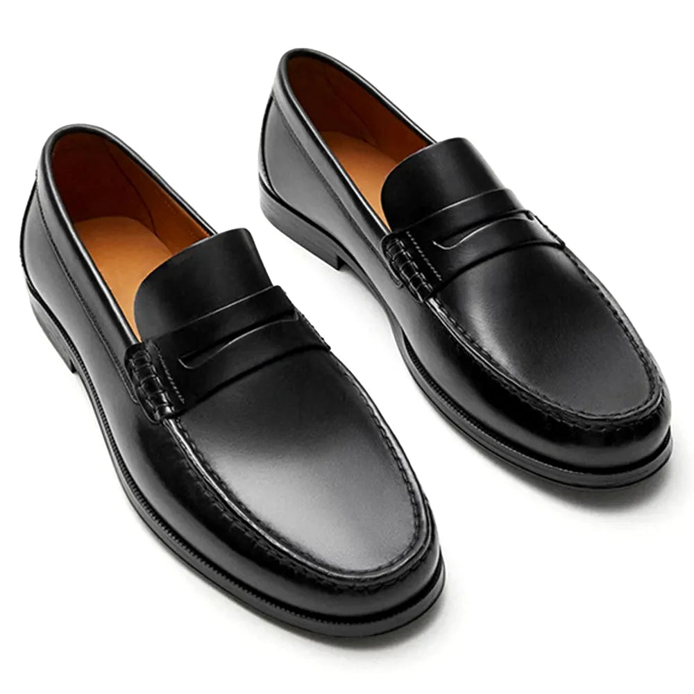 MSEW Mens Calf Leather Slip On Loafers Breathable Comfort