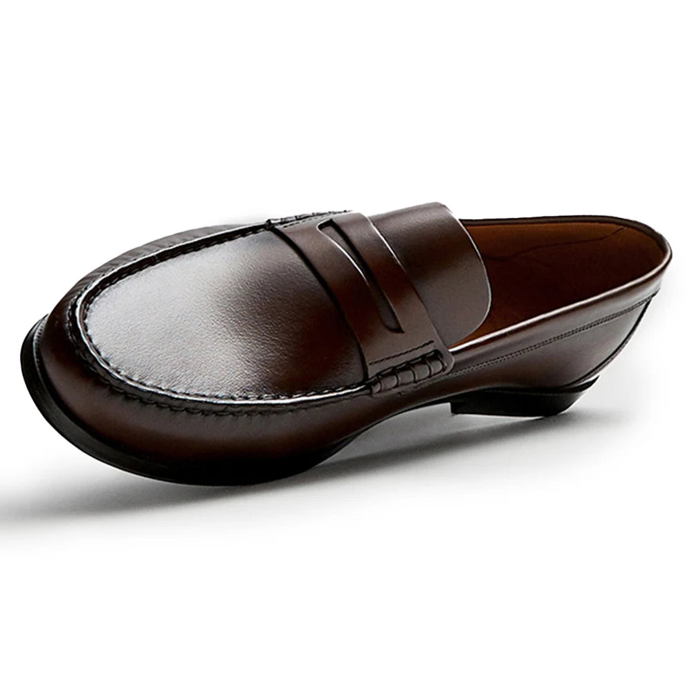 MSEW Mens Calf Leather Slip On Loafers Breathable Comfort
