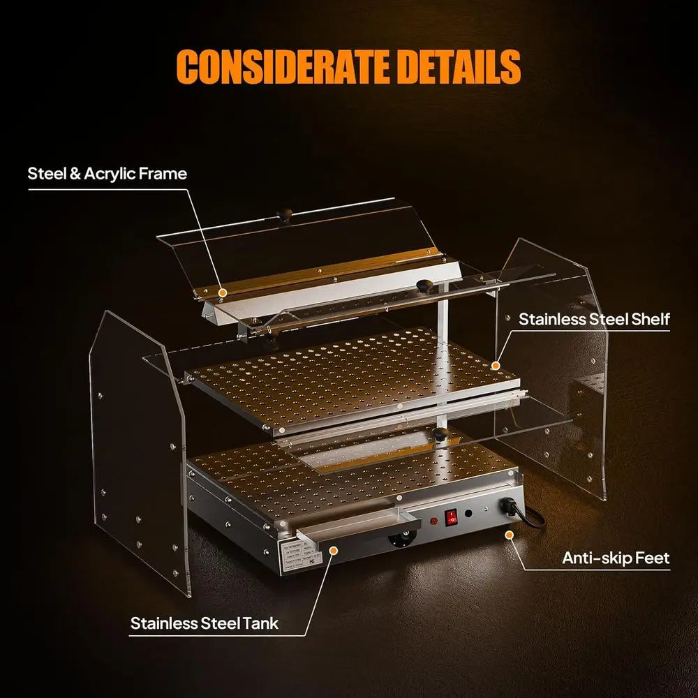 2 Tier Countertop Food Warmer With LED Lighting Front Doors