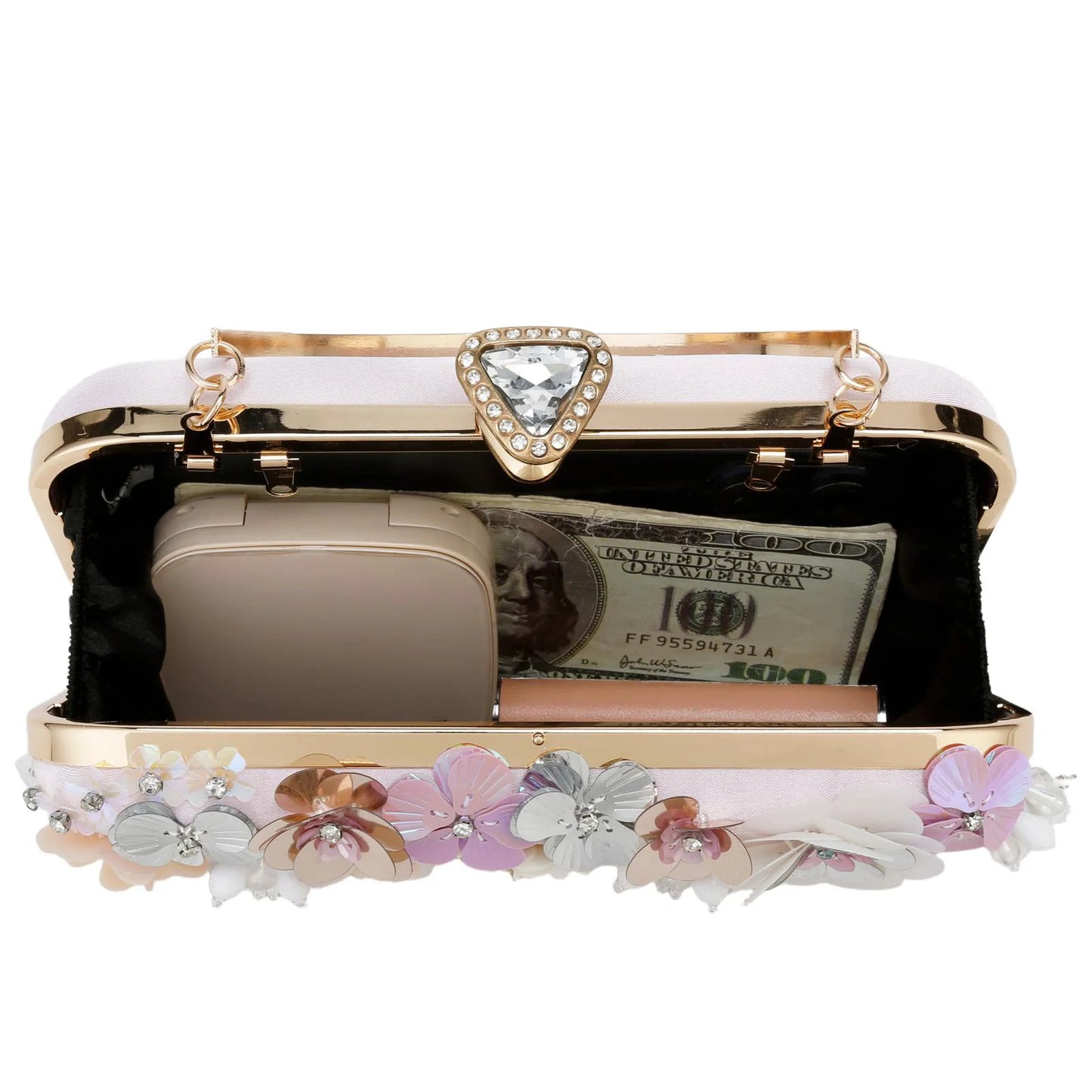 Elegant Women Bags Fashion Floral Beaded Clutch Luxury Lady Handbags Evening Wedding Party Bags Chain Shoulder Purse