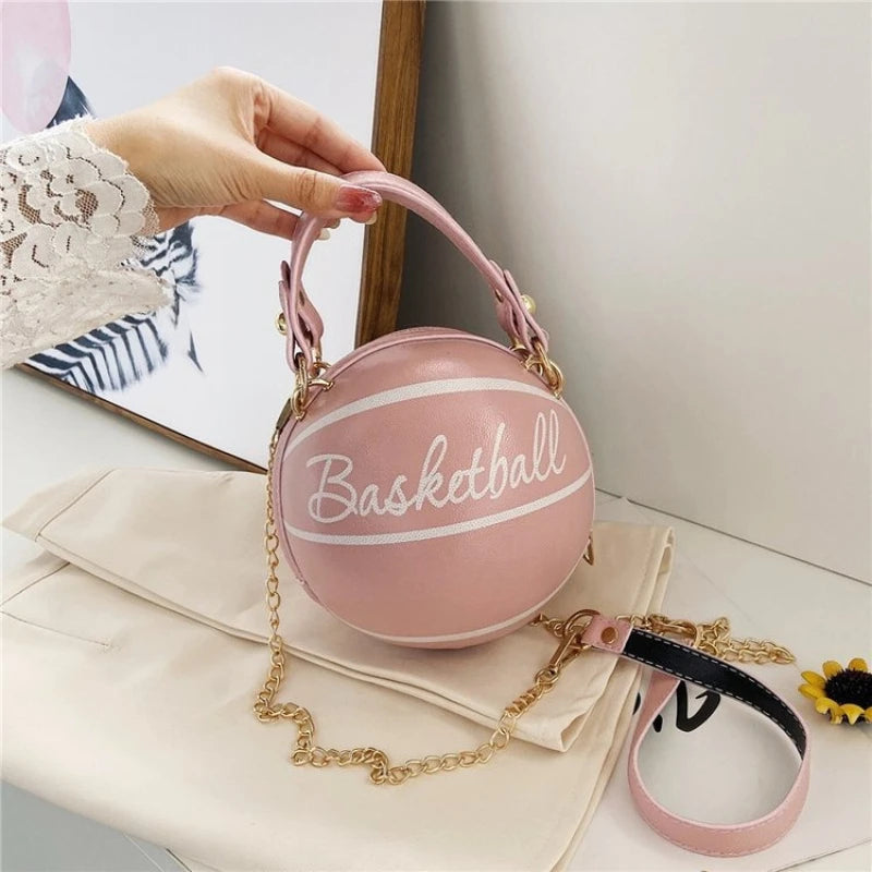 Soccer Shaped Handbag with Top Handle Gold Chain Strap Trendy Novelty Crossbody Purse  Sport Mini Shoulder Bag for Daily Use