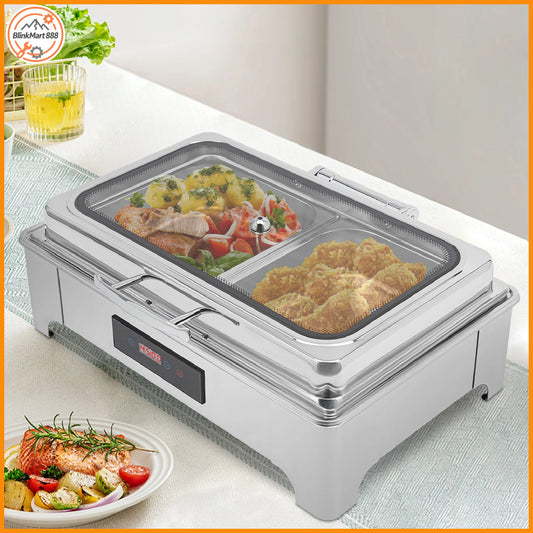 Electric Heating Chafing Dish Buffet Warmer Stainless Steel 9L Capacity