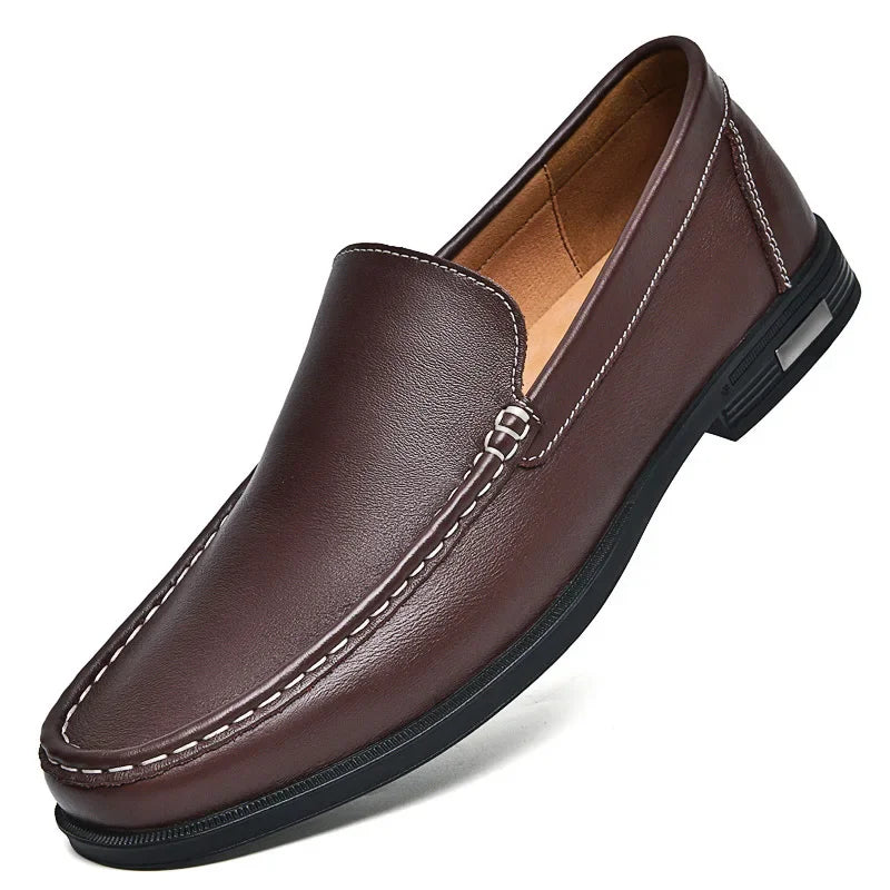 Genuine Leather Mens Dress Shoes Slip On Loafers For Business
