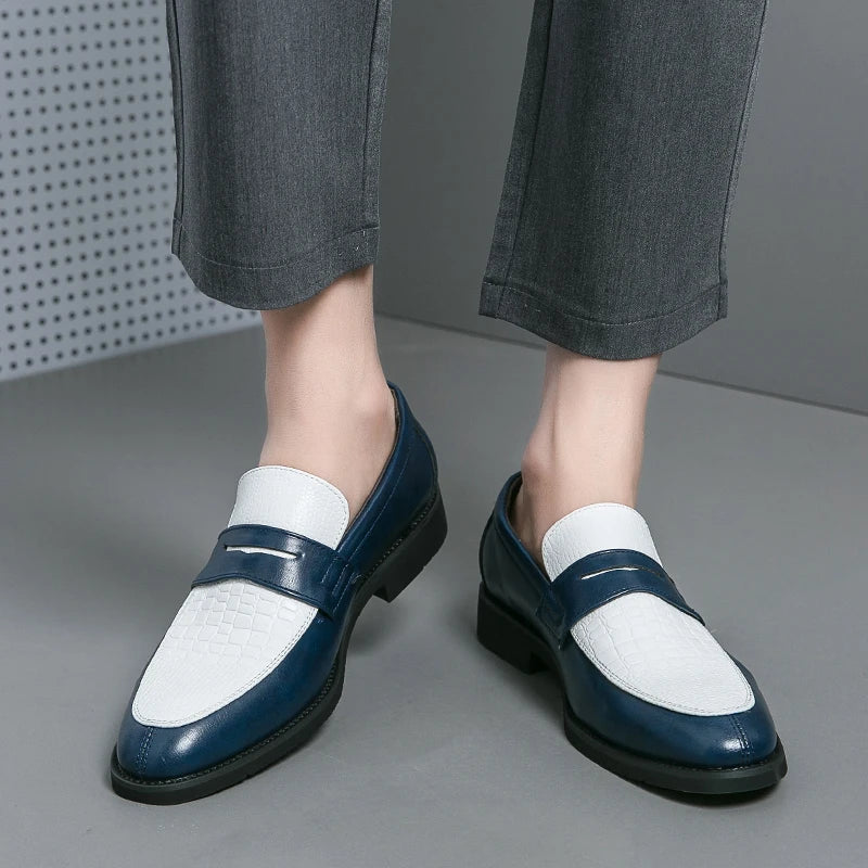 Preautool Mens Leather Slip On Loafers Breathable Dress Shoes Mocassin