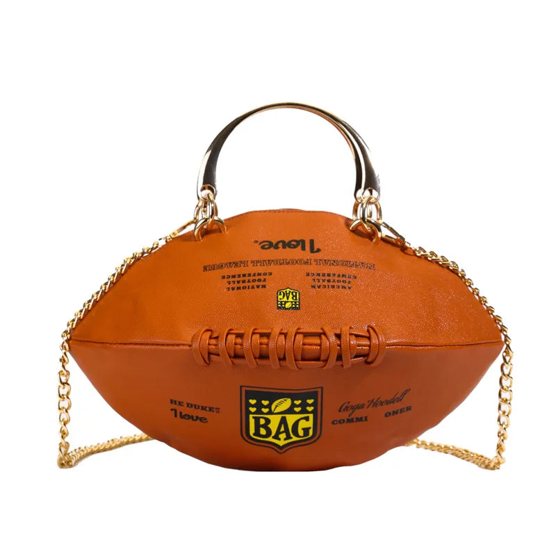 Fashion American Football Crossbody Bags for Women Pu Leather Unique Handbag Design Novelty Vacation Beach Travel Shoulder Bag