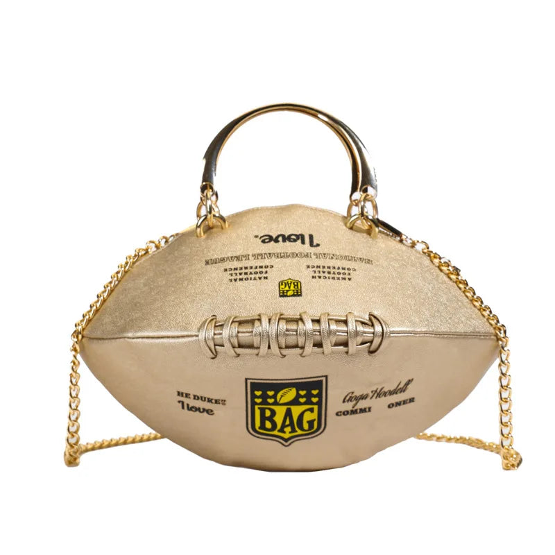 Fashion American Football Crossbody Bags for Women Pu Leather Unique Handbag Design Novelty Vacation Beach Travel Shoulder Bag