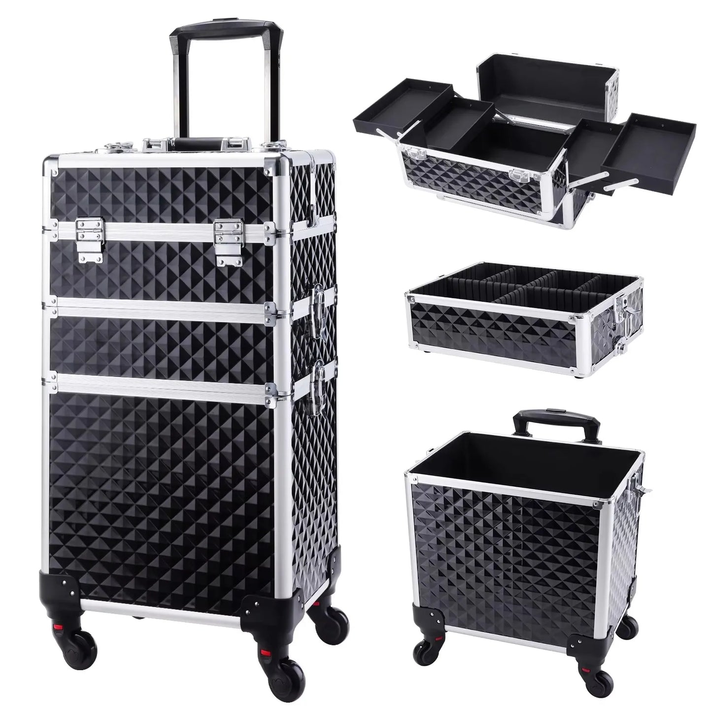 Maxulene Rolling Makeup Case On Wheels 3 In 1 Removable