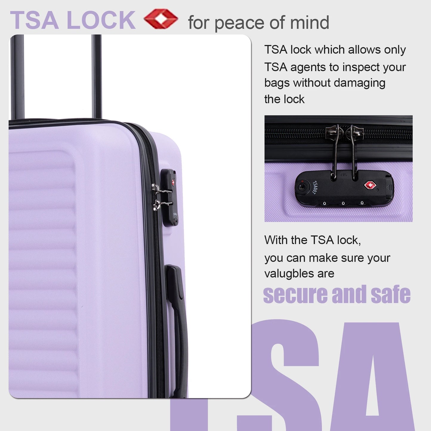 Travelhouse 3 Piece Hardside Luggage Set Spinner Wheels