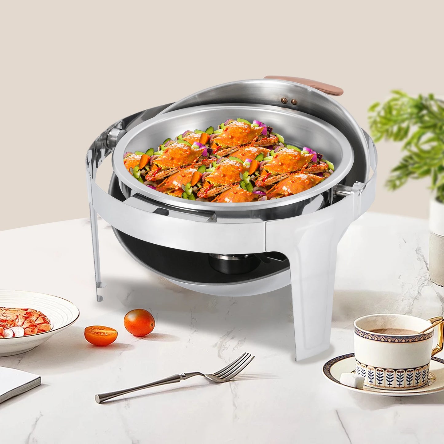 Chafing Dish Round Roll Top Electric Buffet Warmer Stainless
