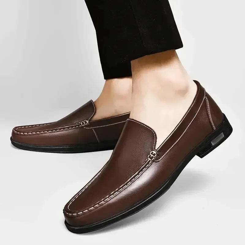 Genuine Leather Mens Dress Shoes Slip On Loafers For Business