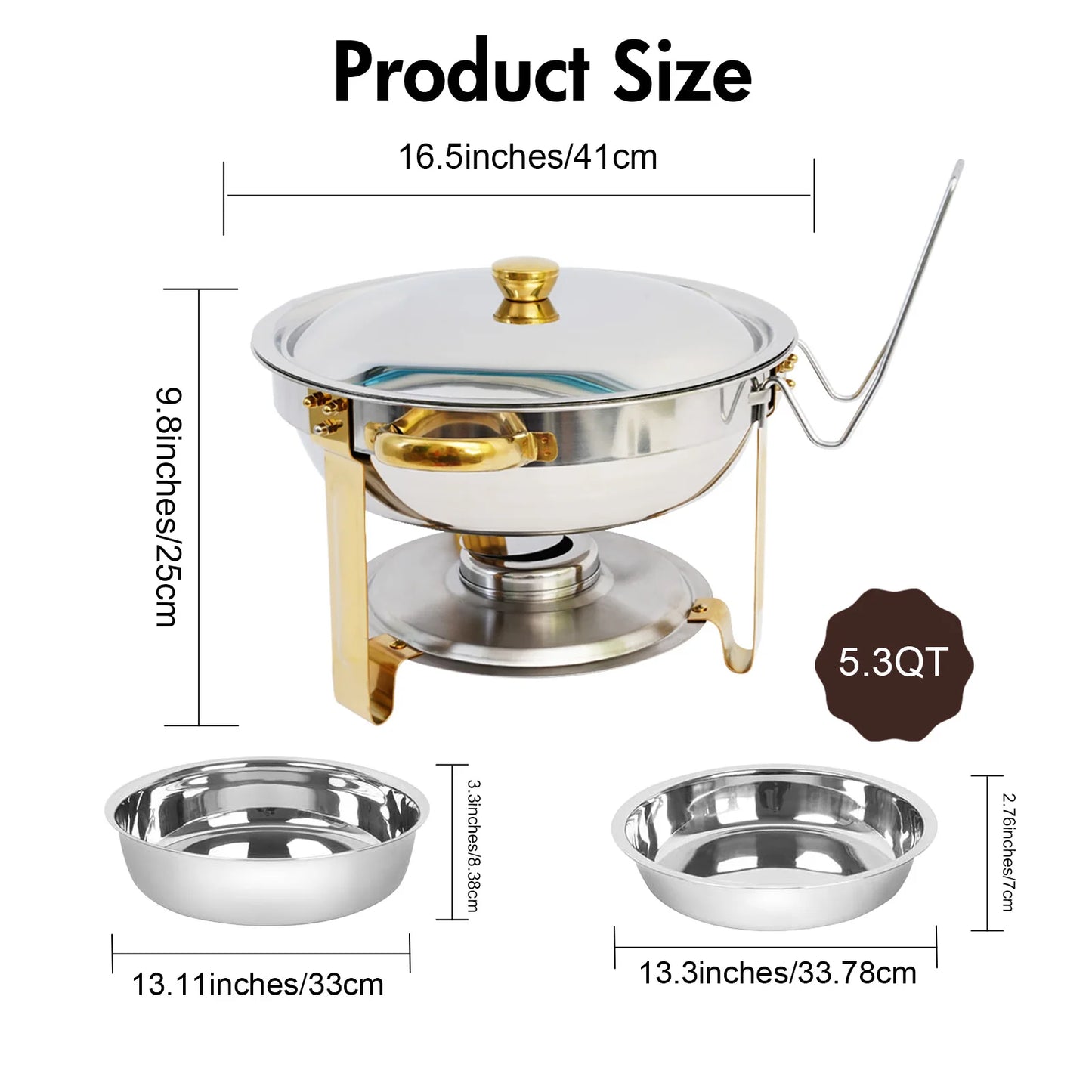 Stainless Steel Round Chafing Dish Buffet Set Warmer