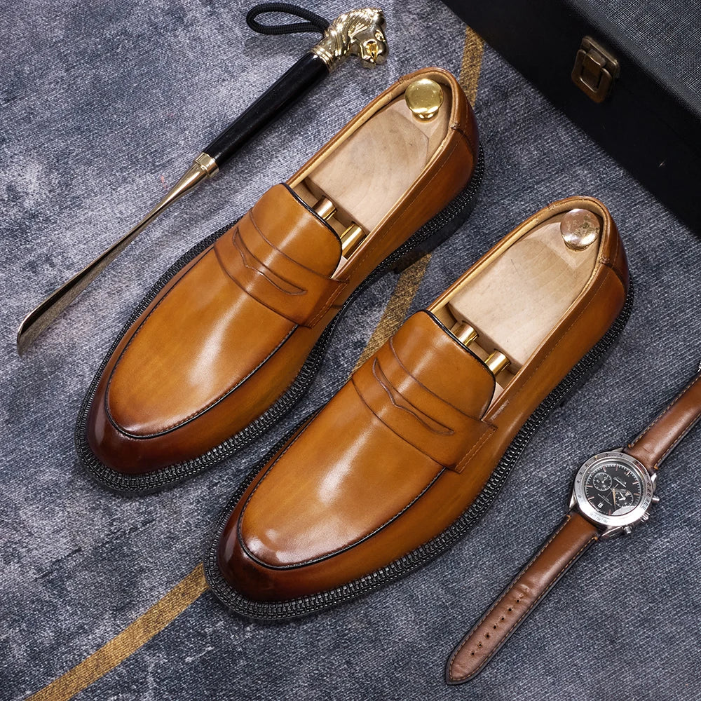 Felix Chu Mens Genuine Leather Loafers Driving Shoes Casual