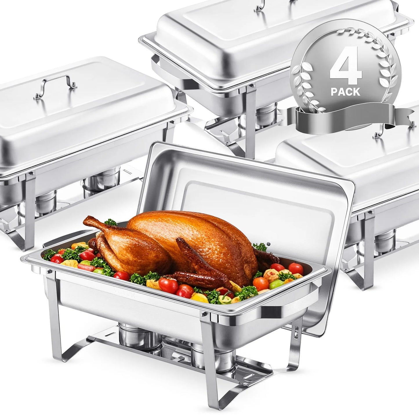 SucceBuy Chafing Dish Buffet Set Stainless Steel Chafer with Pans