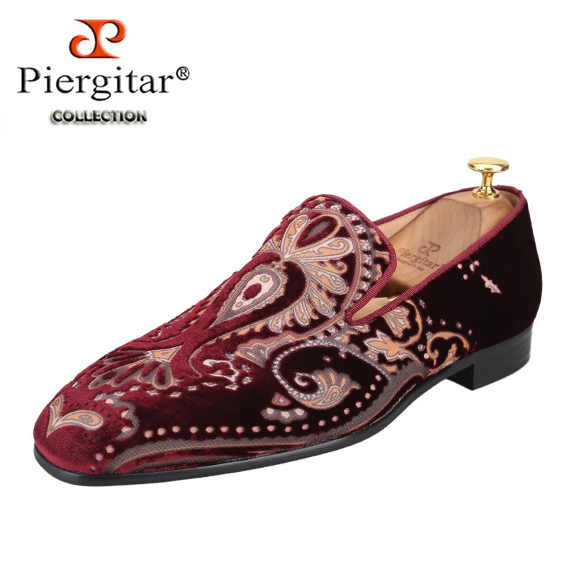 Piergitar Silk Velvet Mens Loafers For Wedding And Party