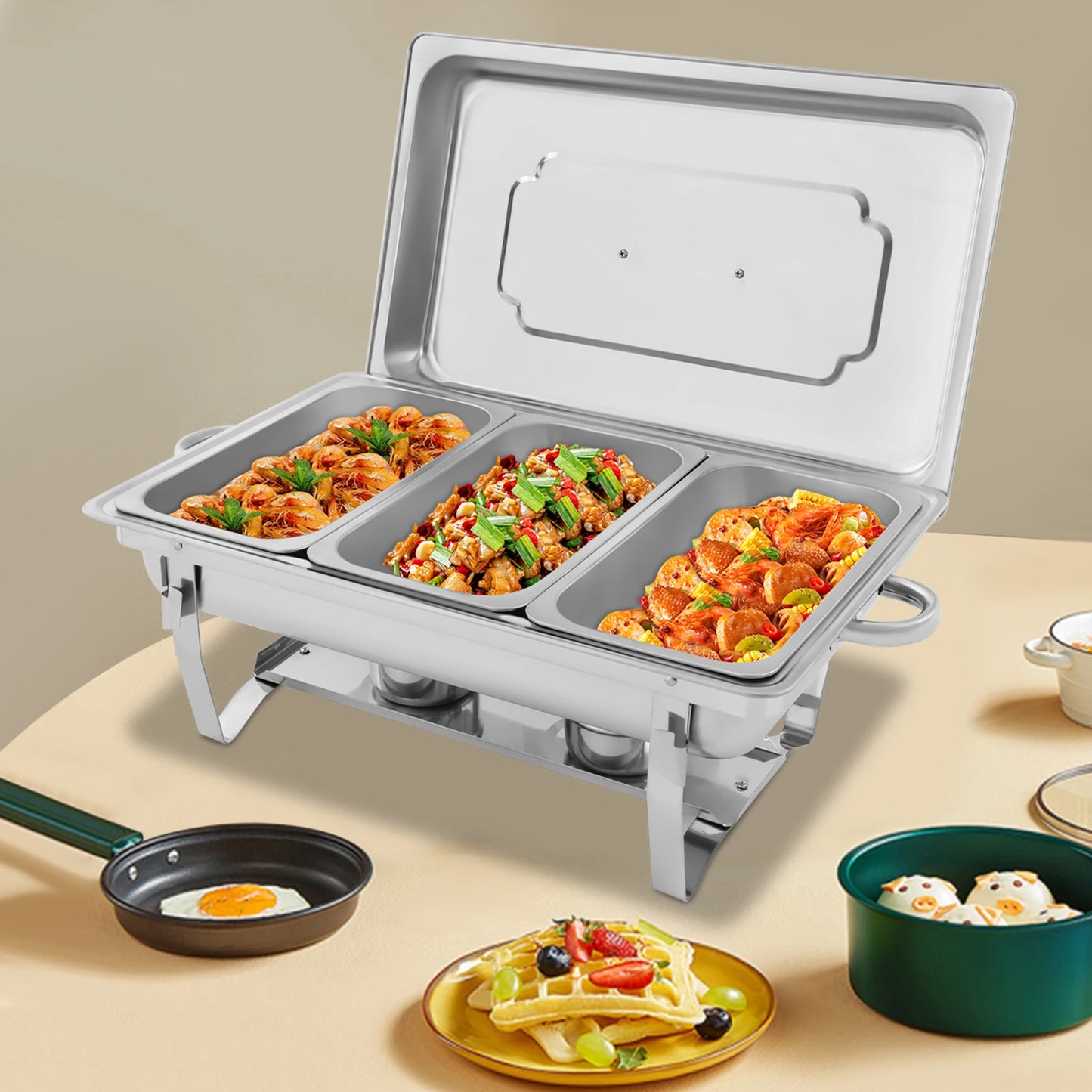 Stainless Steel Chafing Dish Buffet Set Rectangular Chafer Warmer