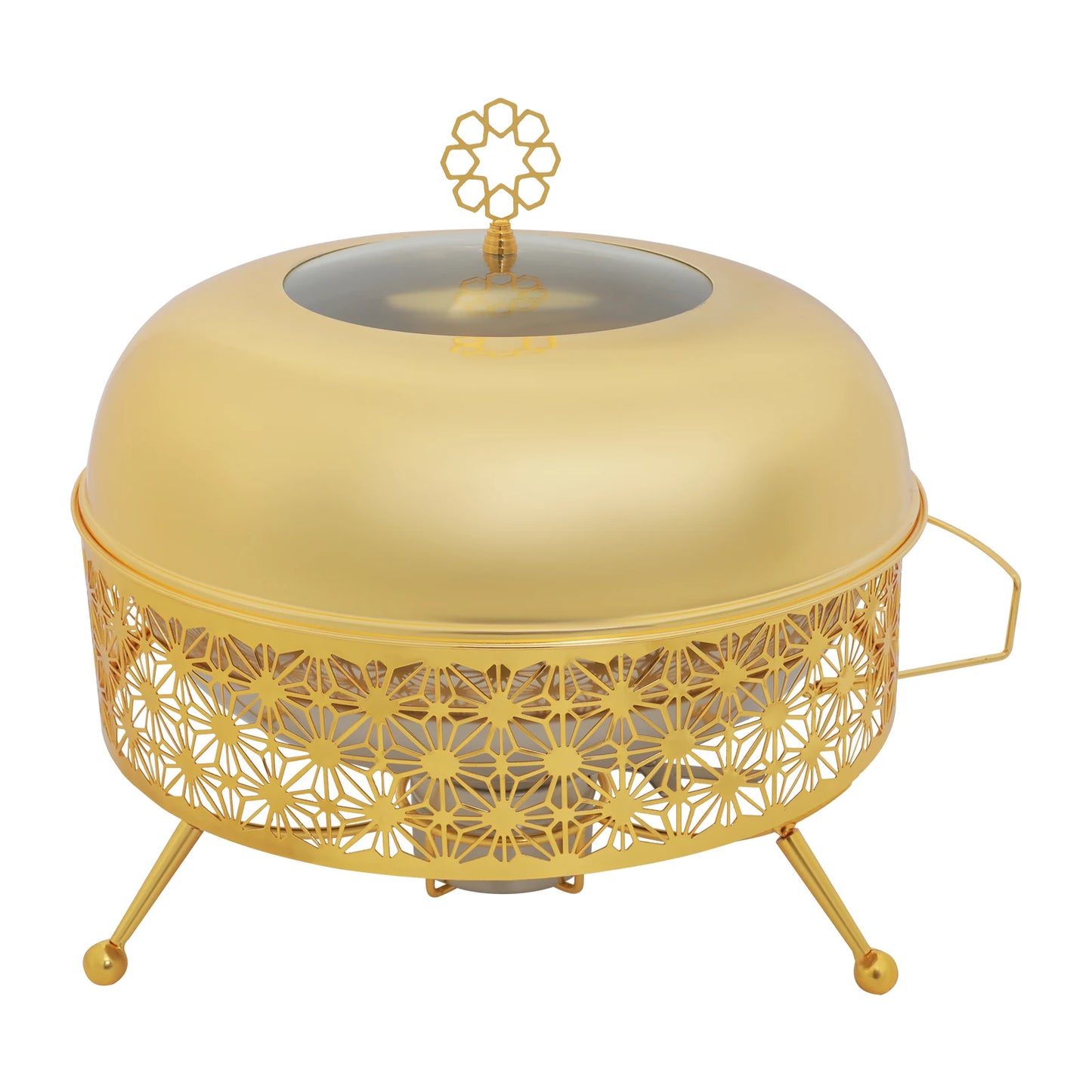 Gold Chafing Dishes for Buffet 8 L/8.38 Quart, Stainless Steel Round Chafer Buffet Servers and Warmers Set Large Food Warmer Chafer, for Weddings, Parties, Banquets, and Restaurants (8L/8.38QT)