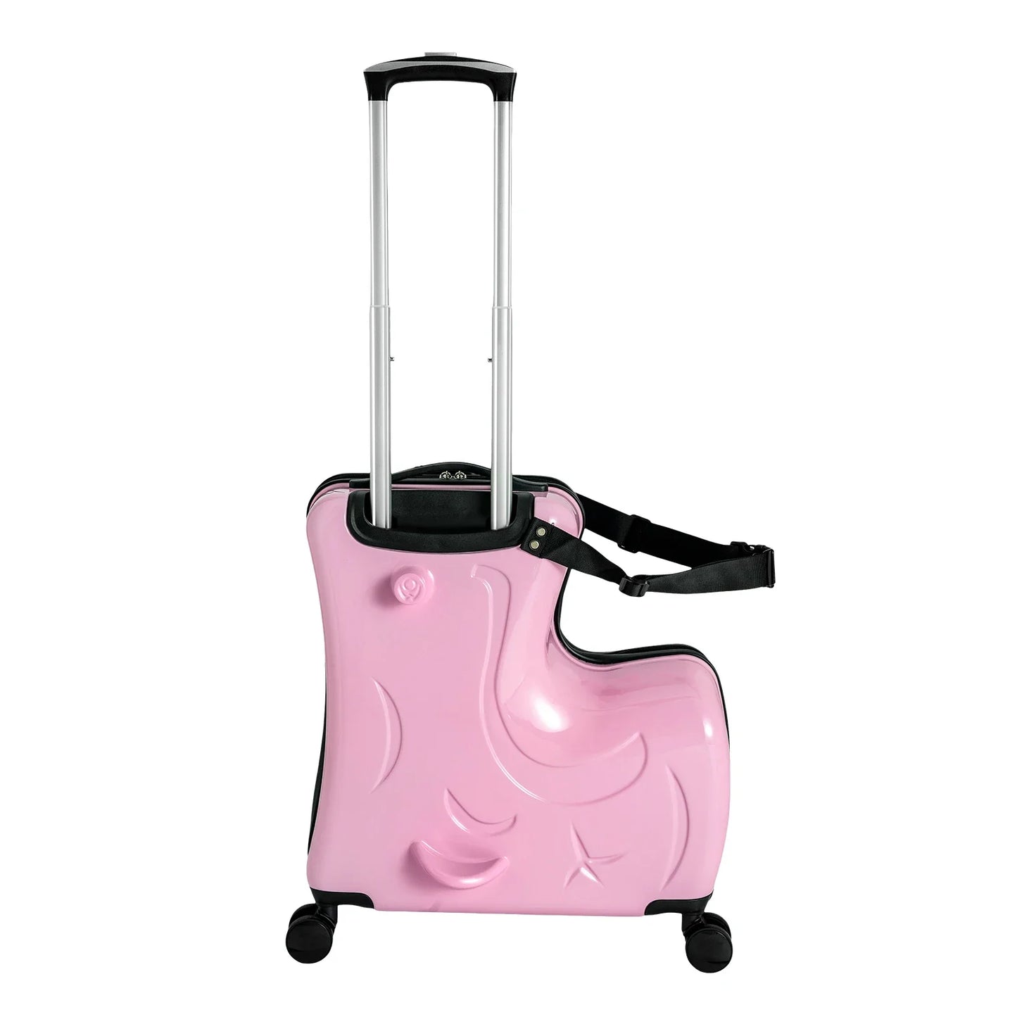 Trolley-Luggage, Portable Children’s Travel Trolley Case, Ride-On Suitcase, 20 Inch Double Wheel Pink Kids Carry On, Large Capacity Storage, Seat Belt with Handrail and Footrest, Secure Travel Bag, Multi-functional Kids Sui