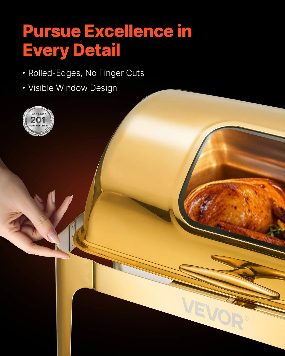 SucceBuy Roll Top Chafing Dish Stainless Steel Chafer With Lid
