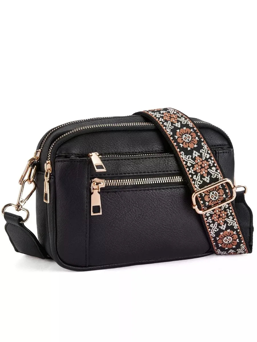 New Quilted Embroidery Grid Colorblocking Retro Shoulder Bag Zipper Shoulder Crossbody Purse Small Square Bag