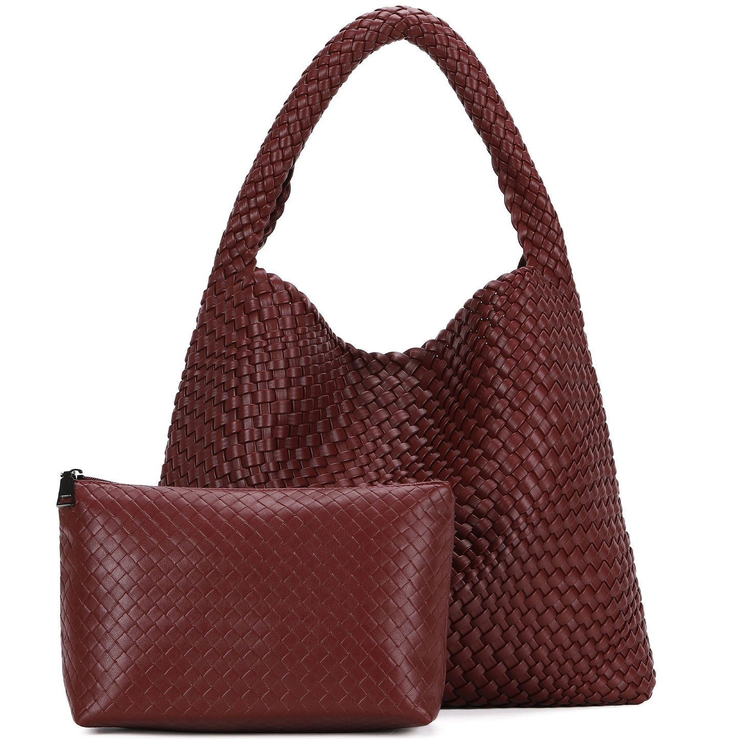 Woven Tote Bag for Women Fashion Shoulder Bag Hobo Handbag Travel Top-handle Underarm Bag with Purse Beach Travel Handmade Work Commuter Day Bags