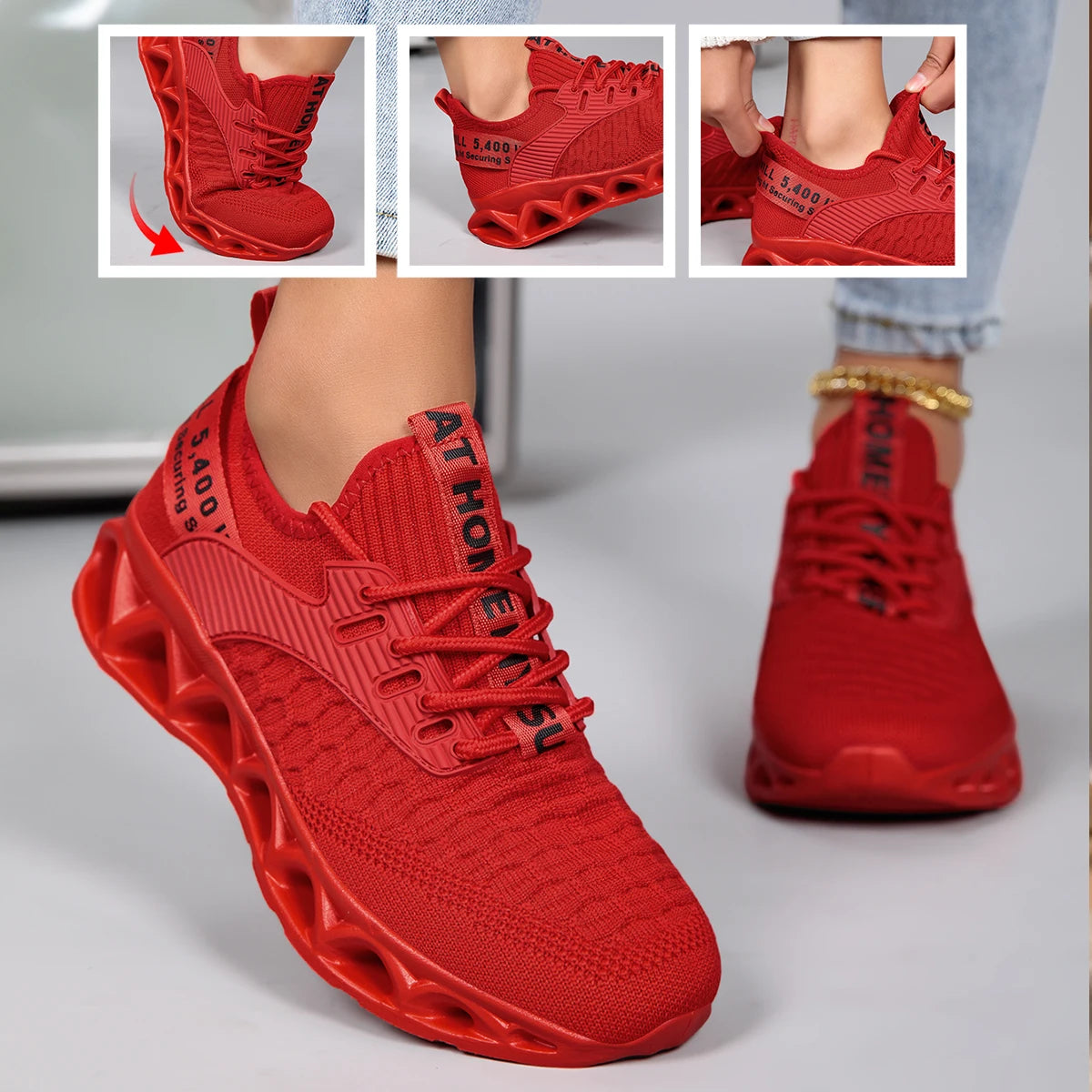 Unisex Knit Running Shoes Breathable Lightweight Non Slip Walking Gym