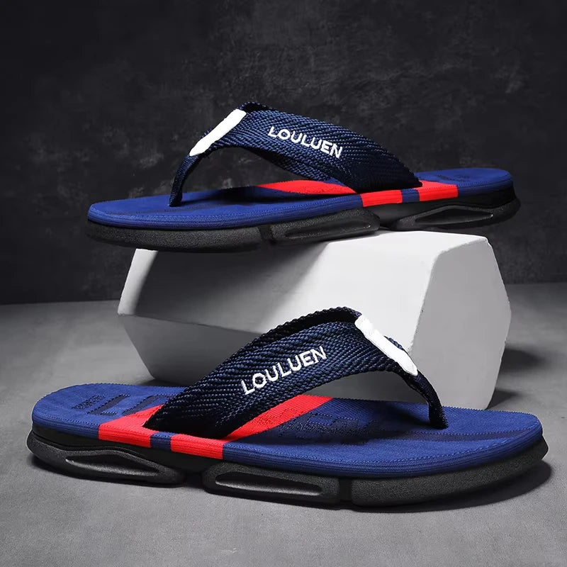 LOULUEN Men Flip Flops Breathable Casual Beach Slippers Outdoor