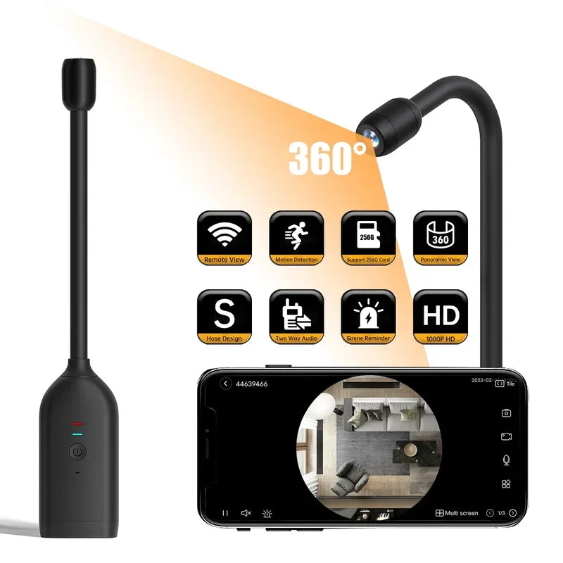 QJ700 Mini WiFi Camera HD 1080P Flexible Lens Cable 2 Way Talk Motion Detection USB Rechargeable Small Wireless WiFi Camera