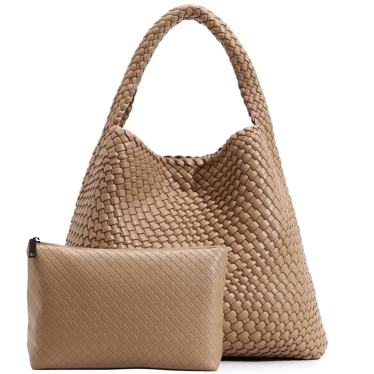 Woven Tote Bag for Women Fashion Shoulder Bag Hobo Handbag Travel Top-handle Underarm Bag with Purse Beach Travel Handmade Work Commuter Day Bags