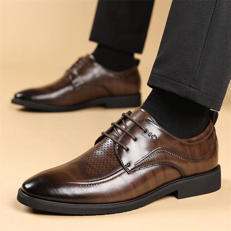 Mens Summer Breathable Leather Derby Shoes British Style SJ25021