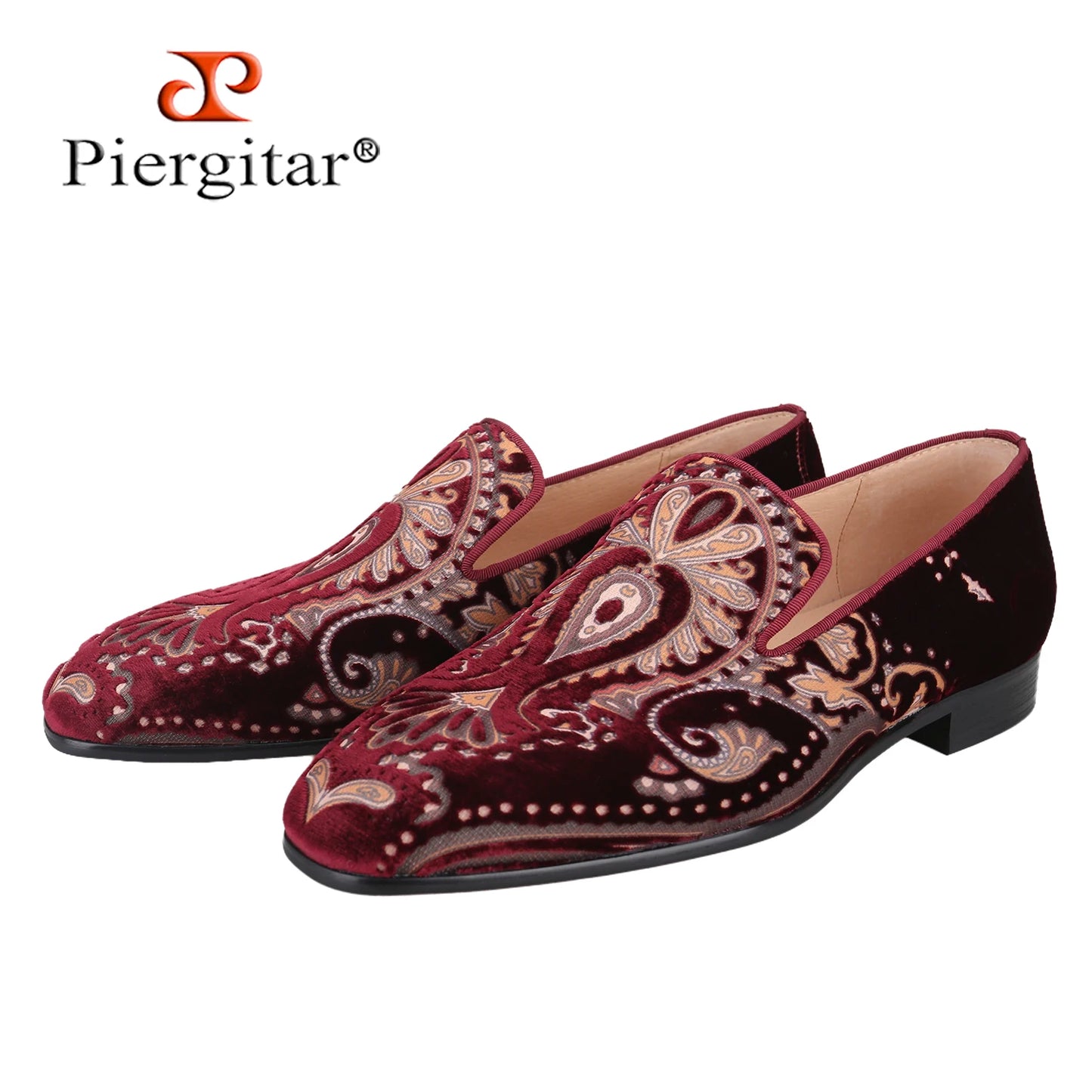 Piergitar Silk Velvet Mens Loafers For Wedding And Party