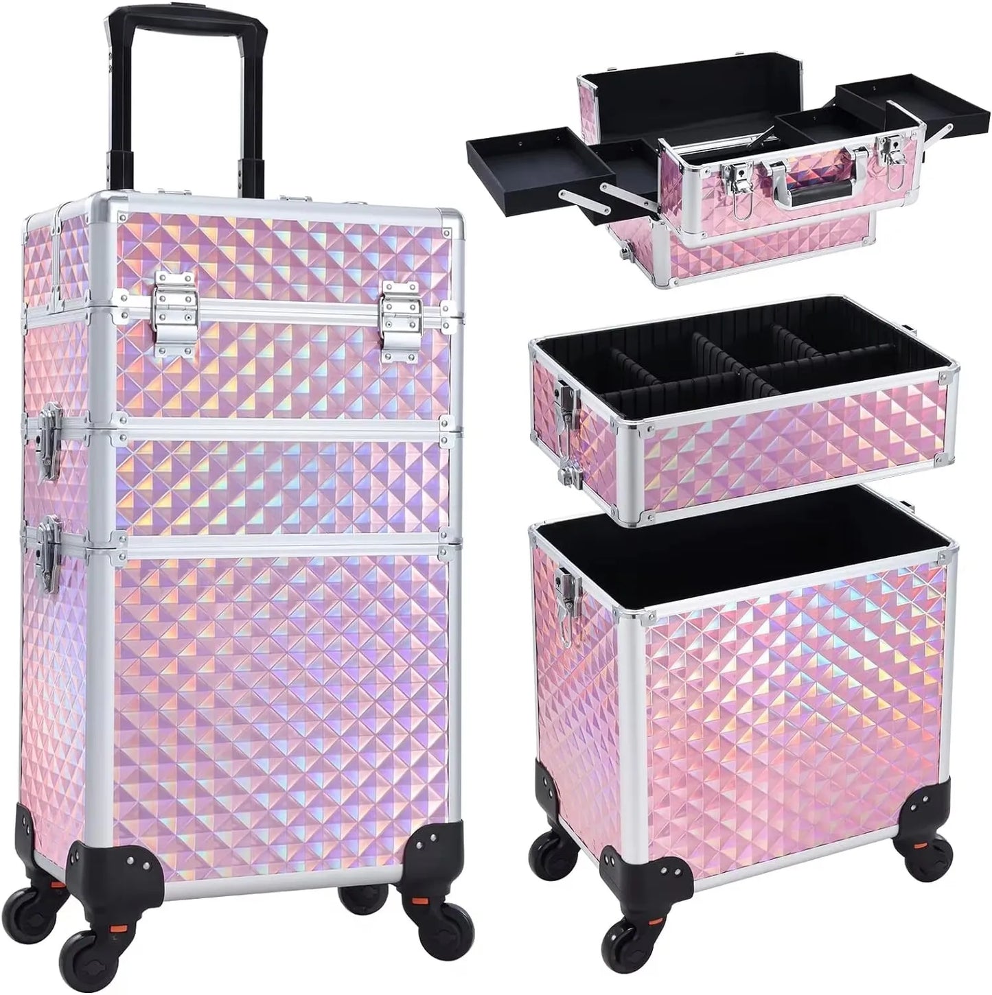 Maxulene Rolling Makeup Case On Wheels 3 In 1 Removable