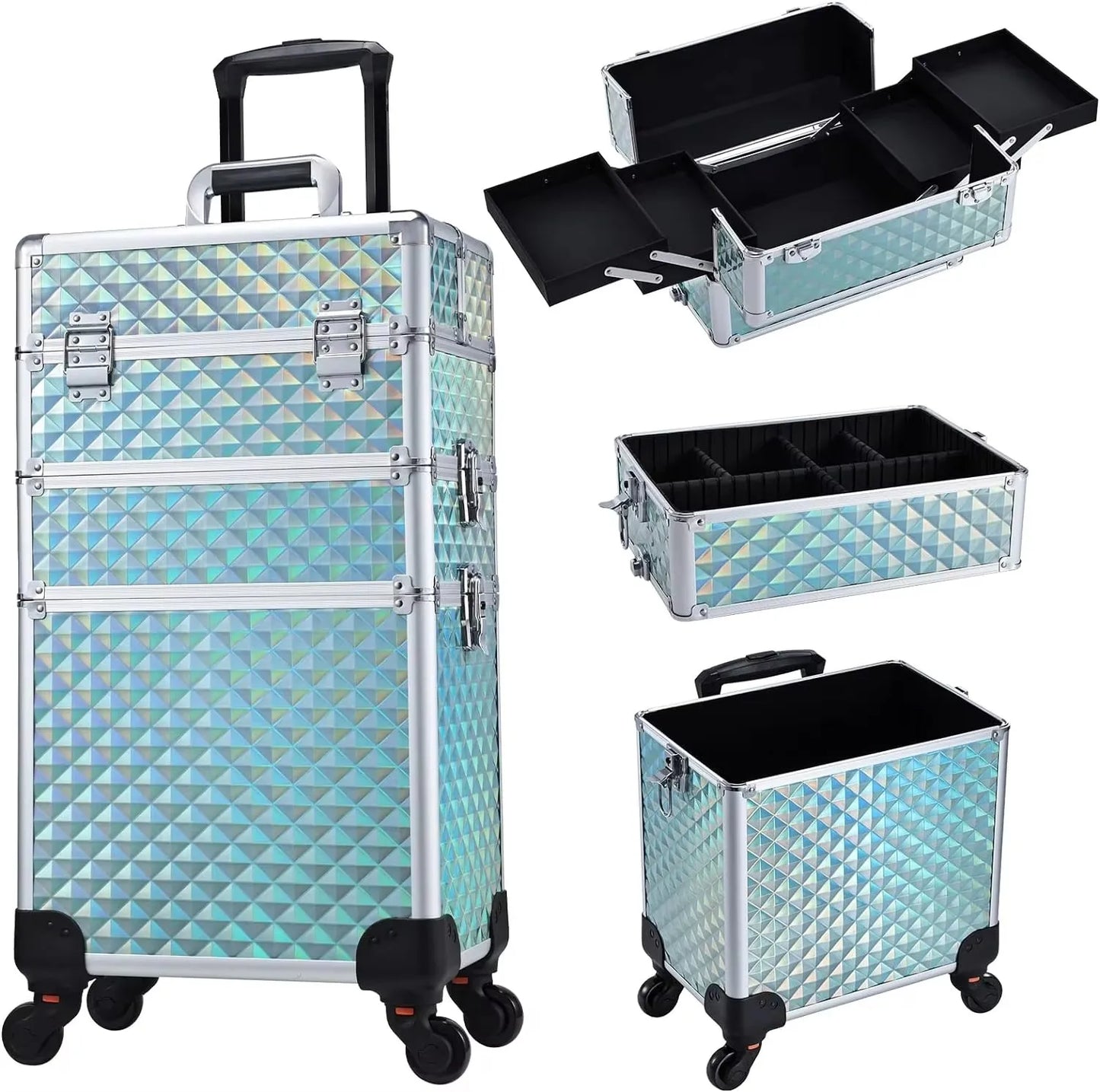 Maxulene Rolling Makeup Case On Wheels 3 In 1 Removable