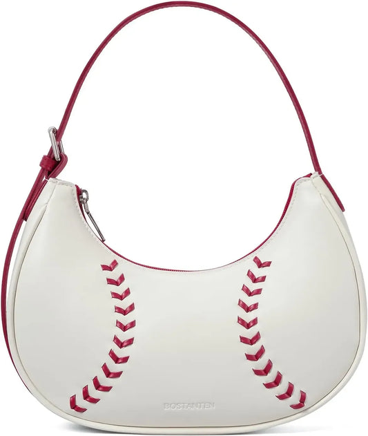 Bostanten Vegan Leather Baseball Purse Hobo Bag for Women
