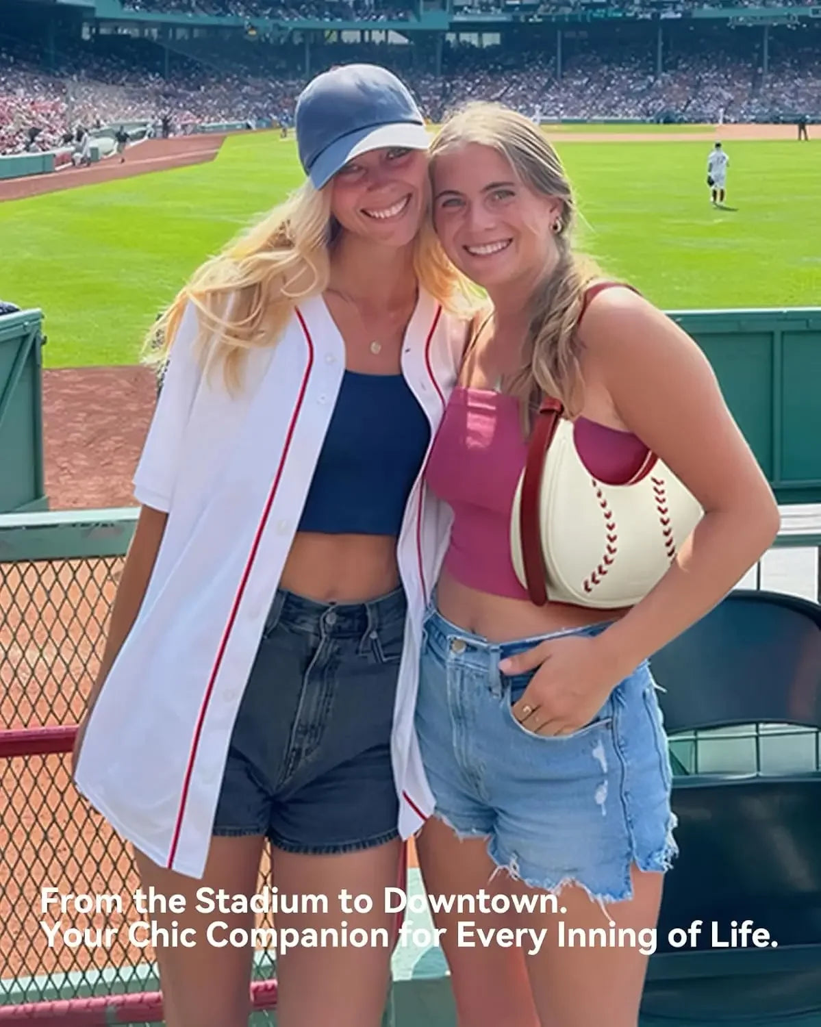 Bostanten Vegan Leather Baseball Purse Hobo Bag for Women