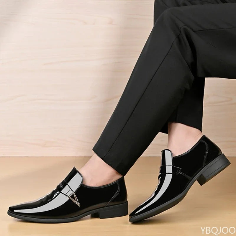 YBQJOO Men's Slip On Pointed Formal Shoes PU Insole