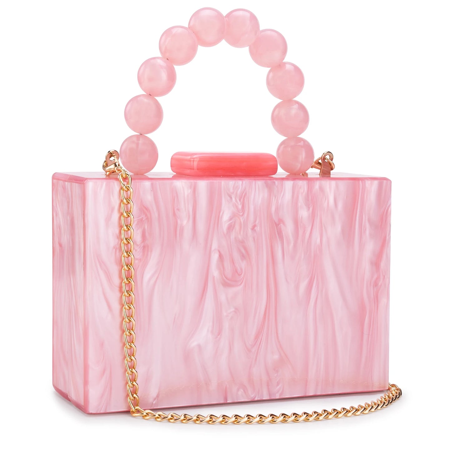 Beading Handbag Marble Acrylic Luxury Box Clutch Evening Bags Wedding Party Chain Shoulder Bag Dinner Dress Purse Festival Gift
