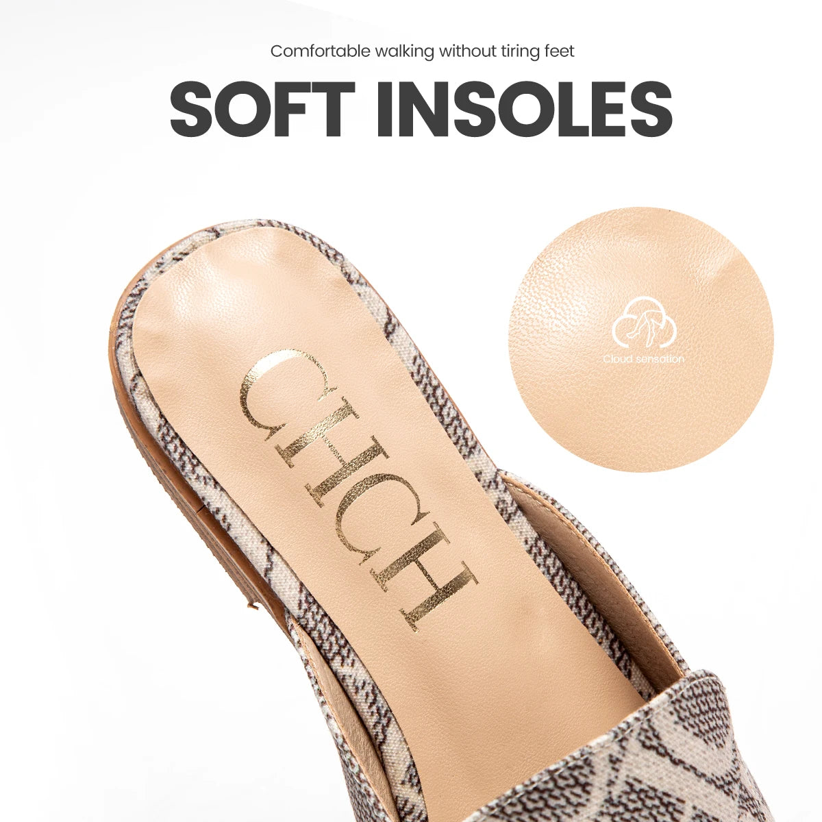 CHCHCN Luxury Summer Slippers Womens Low Heel Sandals Beach