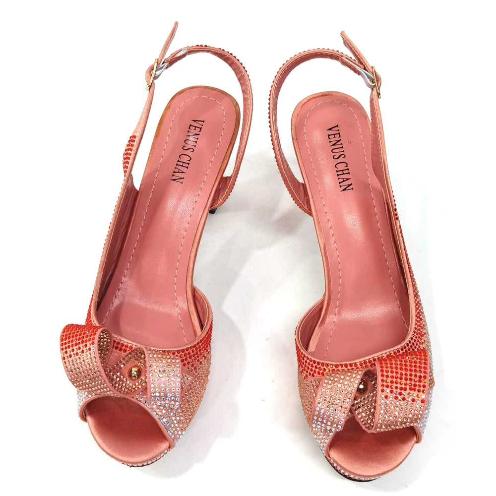 Venus Chan Rhinestone INS Style High Heels And Bag Set For Women