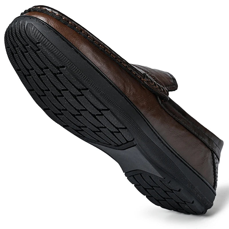 AJON Leather Mens Loafers Slip On Non Slip Formal Shoes